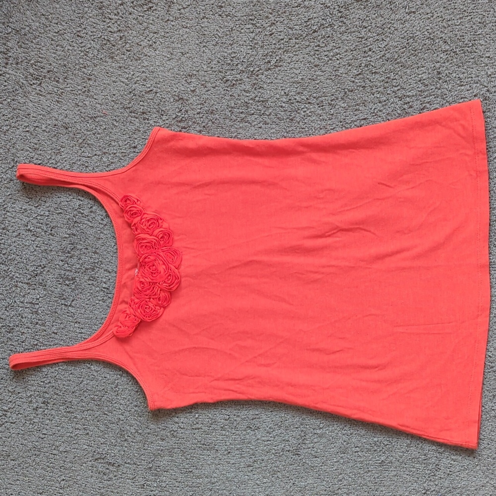 Coral Orange Rosette Tank Top